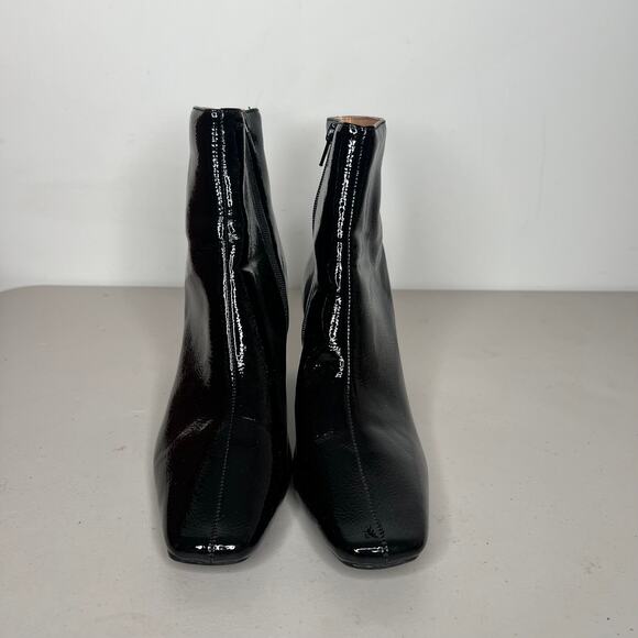 Journee Collection Black Square Toe Patent Haylinn Booties Size 9 - Picture 3 of 10